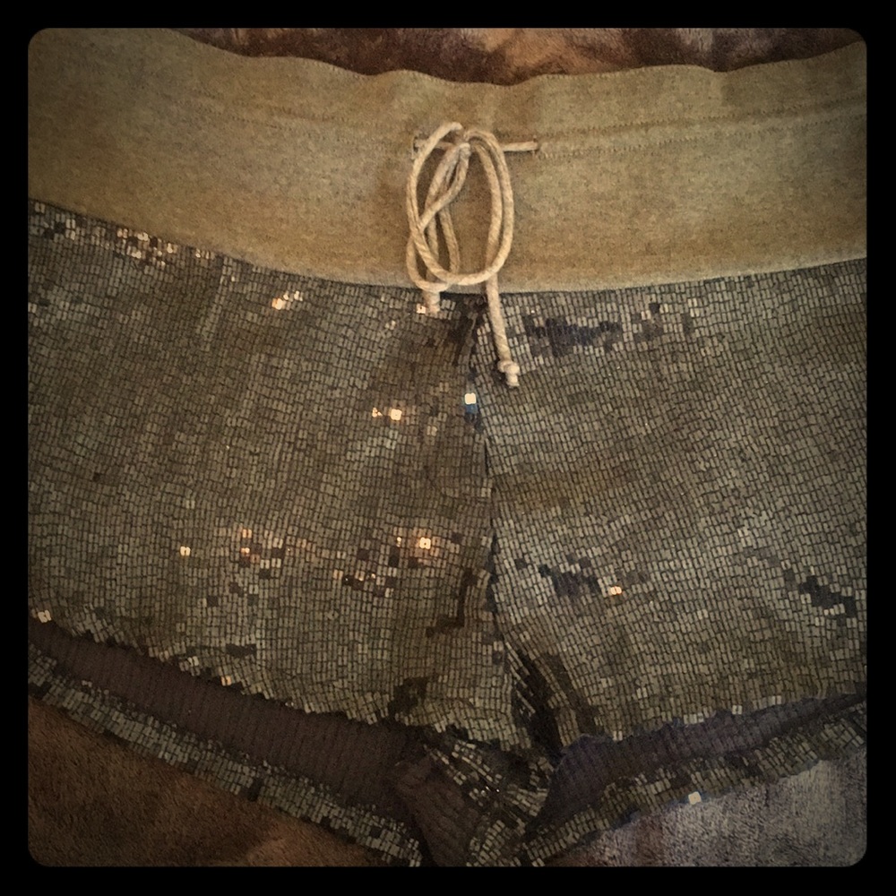 Navy blue sequins shorts.